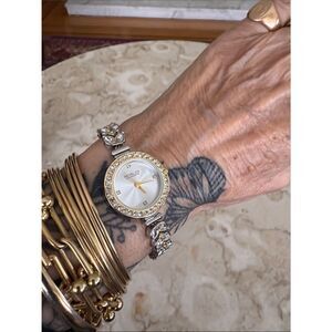 NWOT Rachel Zoe Two-Tone Crystal Accent Vintage Bracelet Style Wristwatch